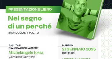 “Nel segno di un perchè”, il libro di esordio di Giacomo D’Ippolito presentato il 21 gennaio alla libreria IoCiSto